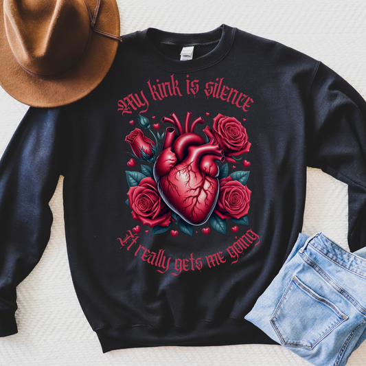 "My Kink Is Silence" Red Heart Sweatshirt - Dysfunctional