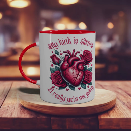 "My Kink is Silence" Red Heart Mug - Dysfunctional